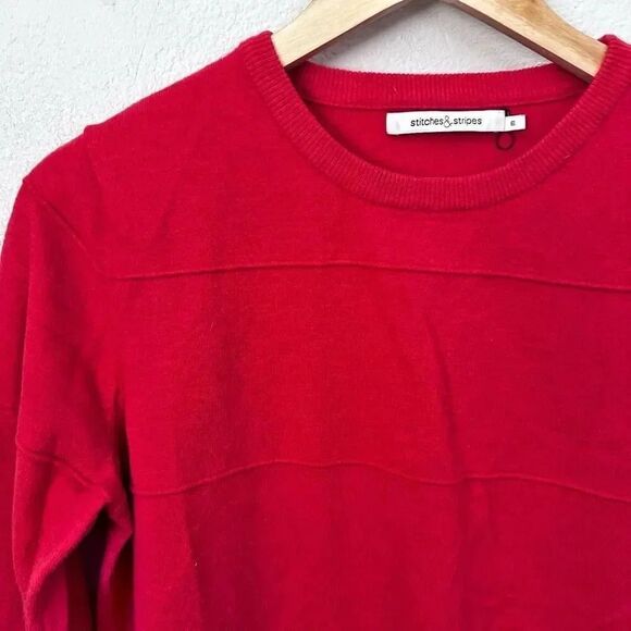 STITCHES & STRIPES x REVOLVE | Coral Red Textured Stripe Sweater | Medium - Picture 2 of 7